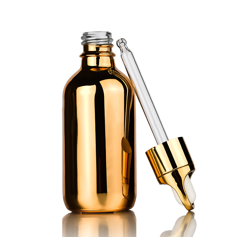 empty 10ml 15ml 30ml 60ml sliver gold plating essential oil glass dropper bottle with gold basket cap