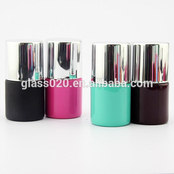 empty 10ml cylinder gel nail polish glass bottle with cap and brush 2016 hot sale