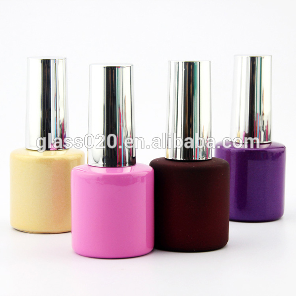 empty 10ml cylinder gel nail polish glass bottle with cap and brush 2016 hot sale