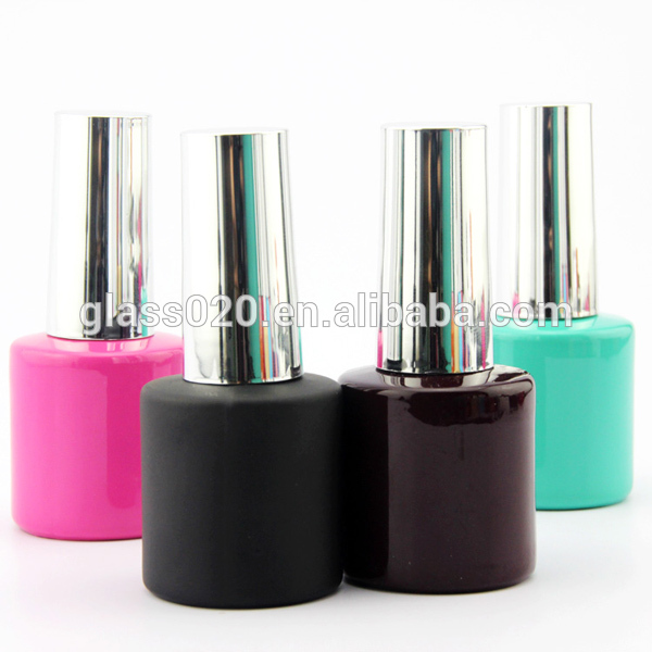 empty 10ml cylinder gel nail polish glass bottle with cap and brush 2016 hot sale