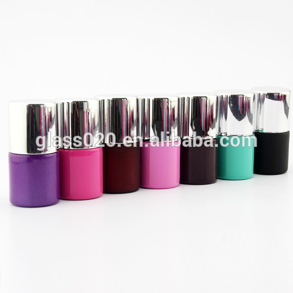 empty 10ml cylinder gel nail polish glass bottle with cap and brush 2016 hot sale