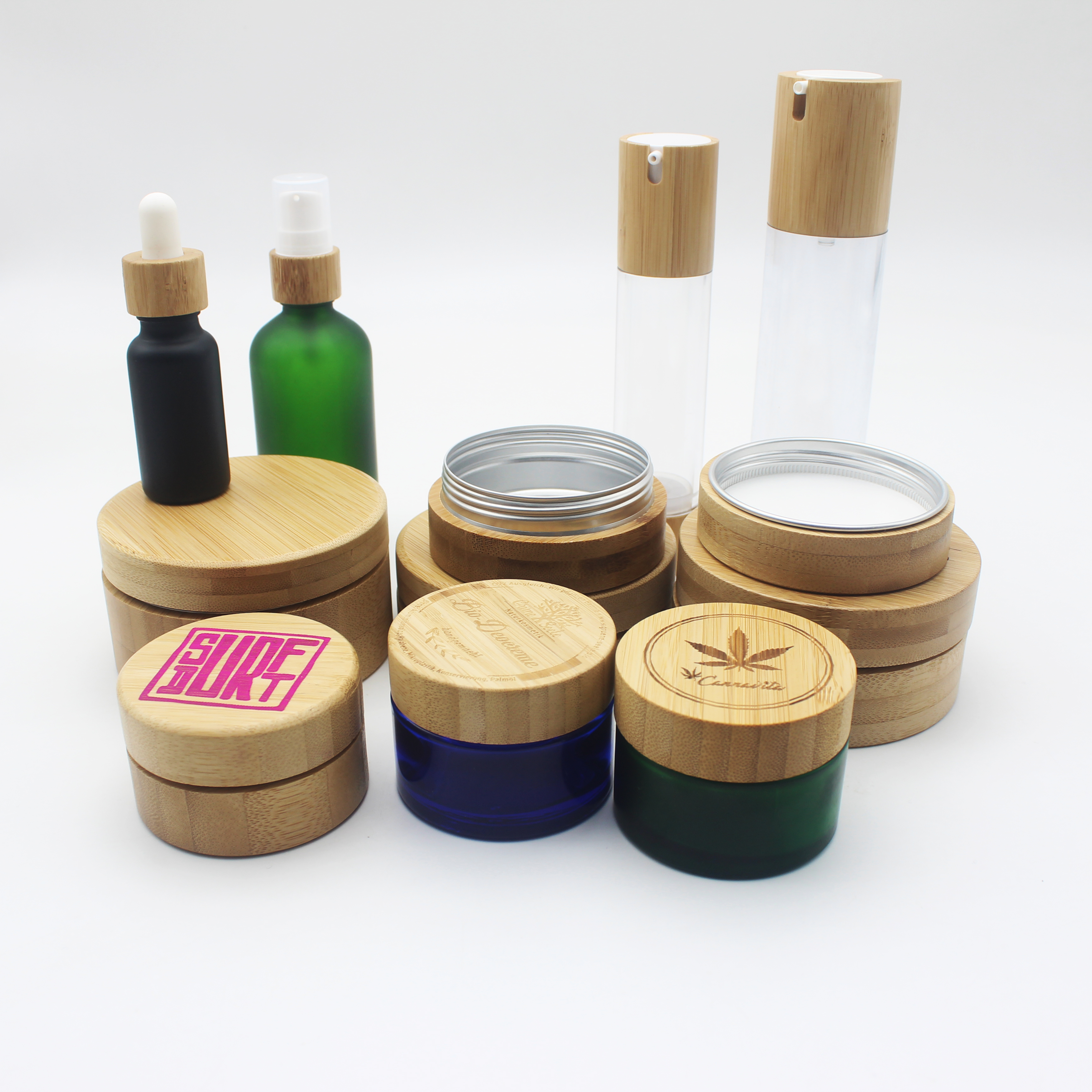 empty 120g 150g 200g 250g aluminum covered bamboo jar BP-386K