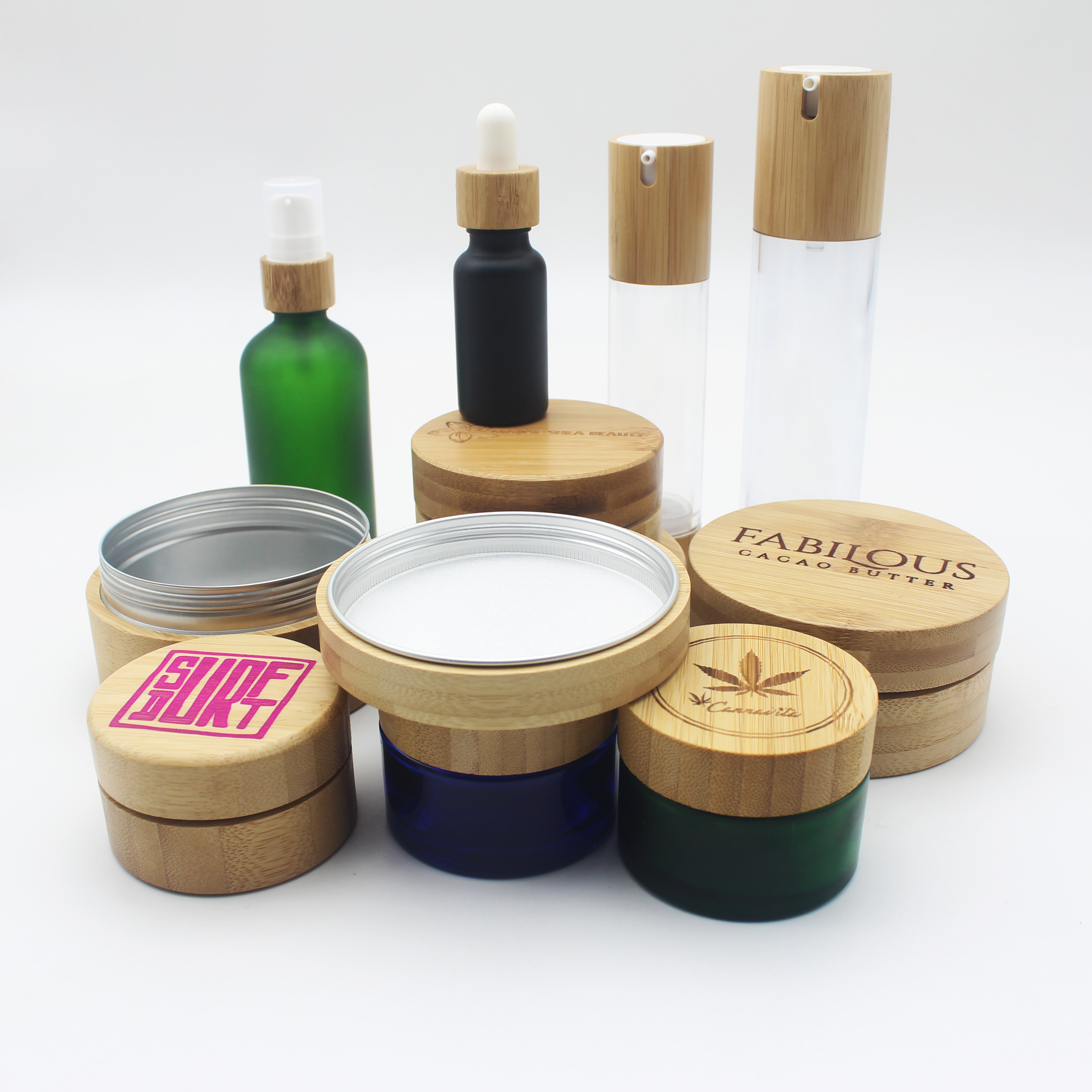 empty 120g 150g 200g 250g aluminum covered bamboo jar BP-386K