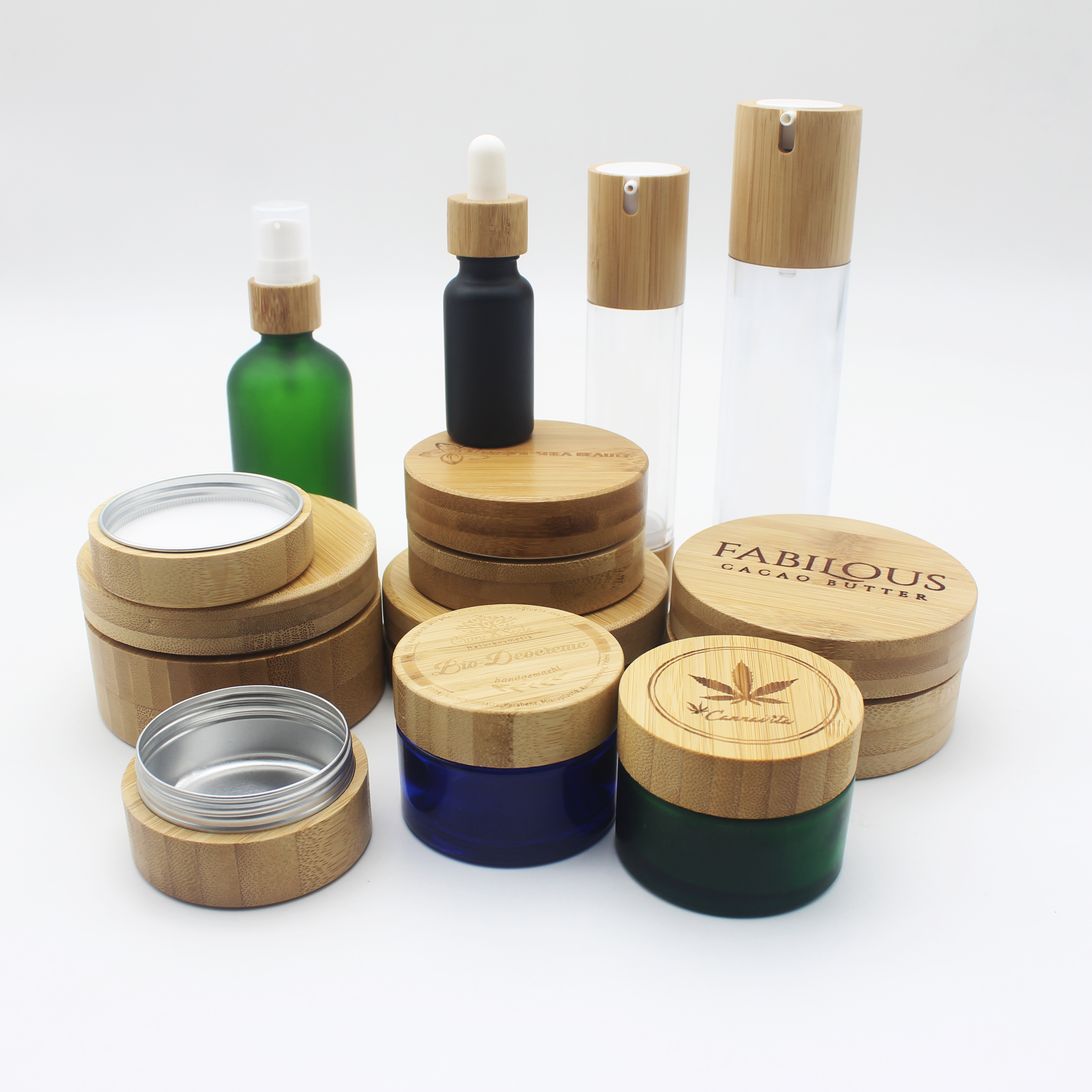 empty 120g 150g 200g 250g aluminum covered bamboo jar BP-386K