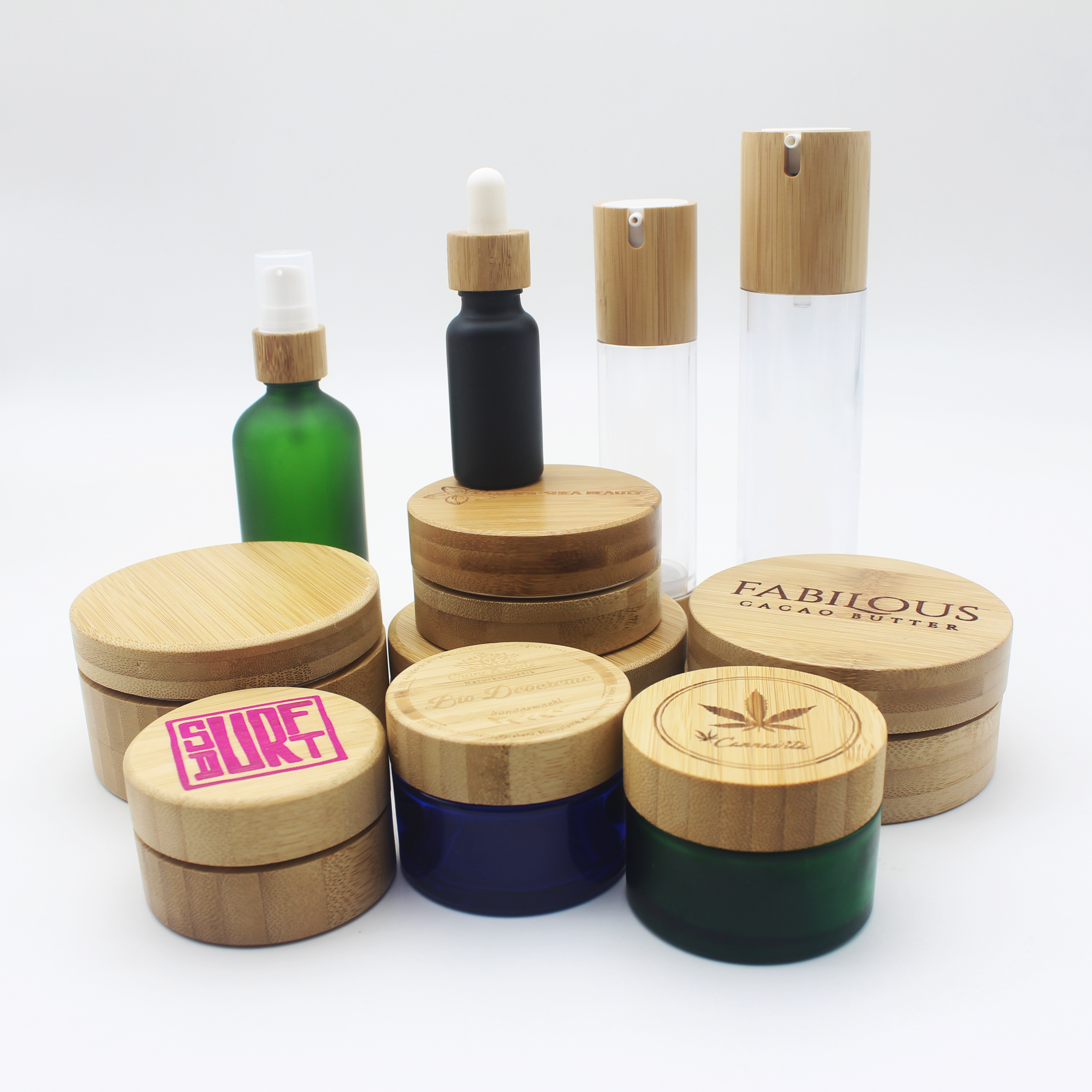 empty 120g 150g 200g 250g aluminum covered bamboo jar BP-386K