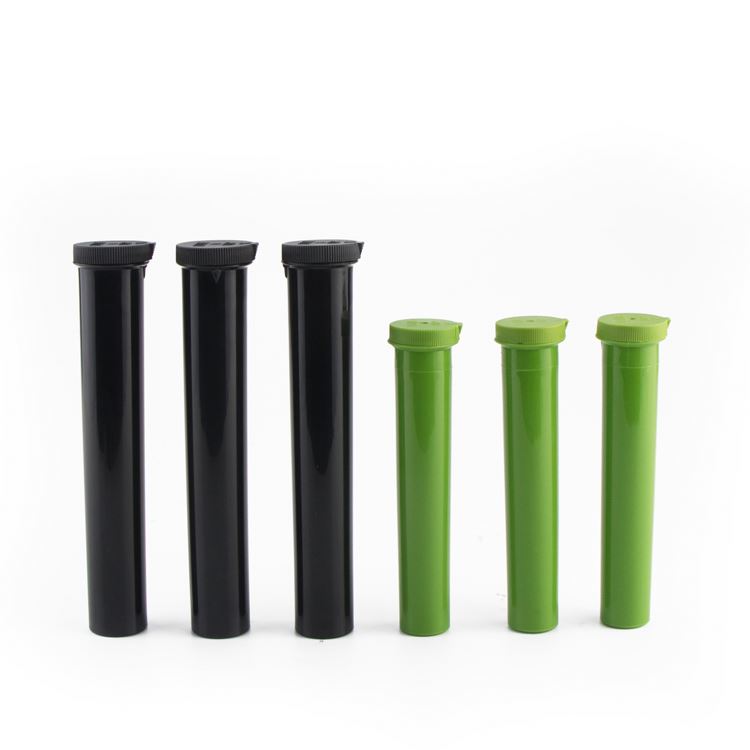 empty 120mm childproof tube with plastic lid custom printed cigar tubes screw cap child resistant preroll joint packaging
