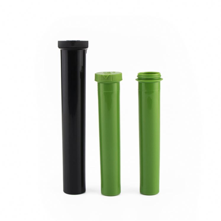 empty 120mm childproof tube with plastic lid custom printed cigar tubes screw cap child resistant preroll joint packaging