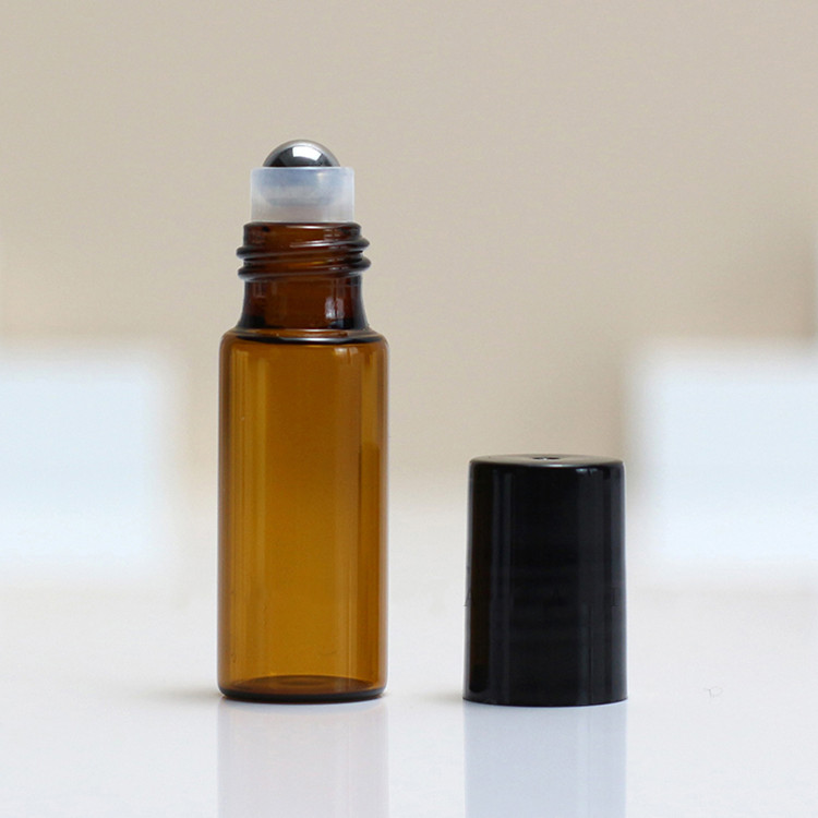 empty 1ml-10ml brown glass roll on bottle for essential oil and perfume