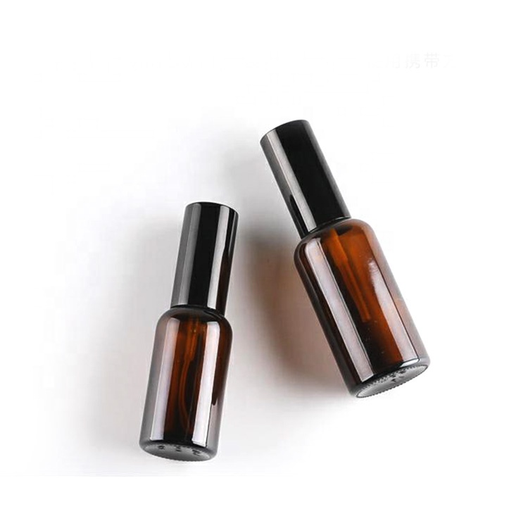 empty 1oz 30ml Amber Glass perfume aicohol Spray Bottles with Black Fine Mist Sprayers