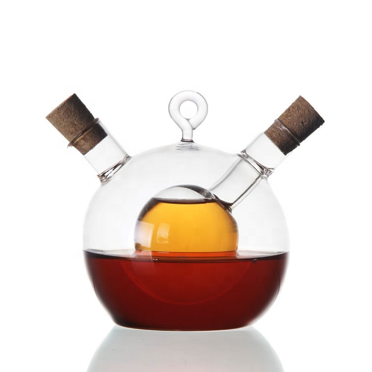 empty 2-in-1 glass bottle for olive oil or vinegar