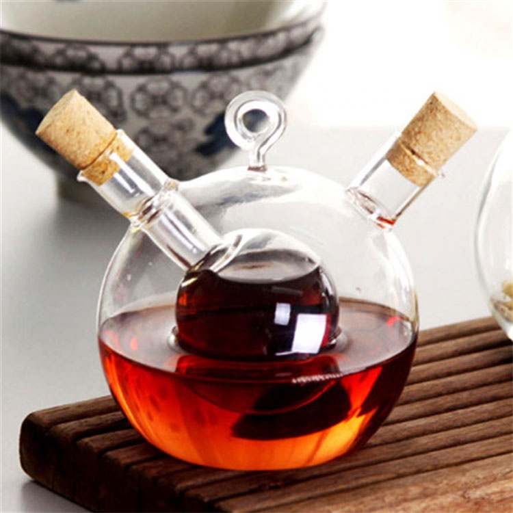 empty 2-in-1 glass bottle for olive oil or vinegar