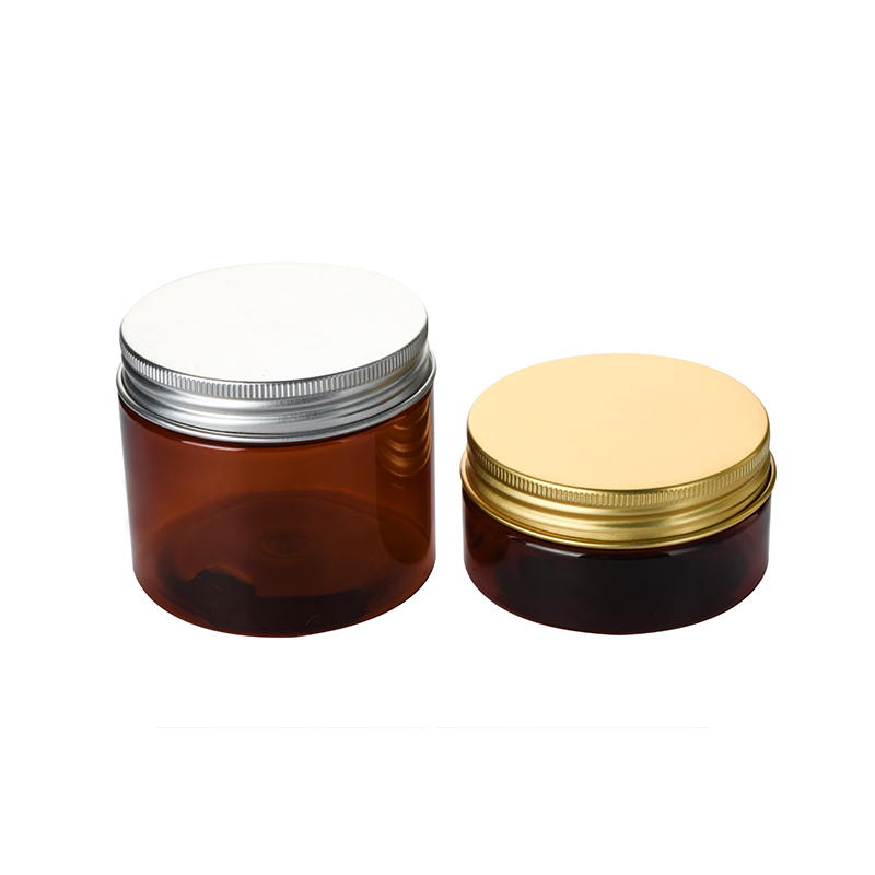 empty 2 oz 3 oz 6 oz 8 oz 10 oz 16 oz PET bottle plastic jar with wide mouth gold lids for cosmetics food product