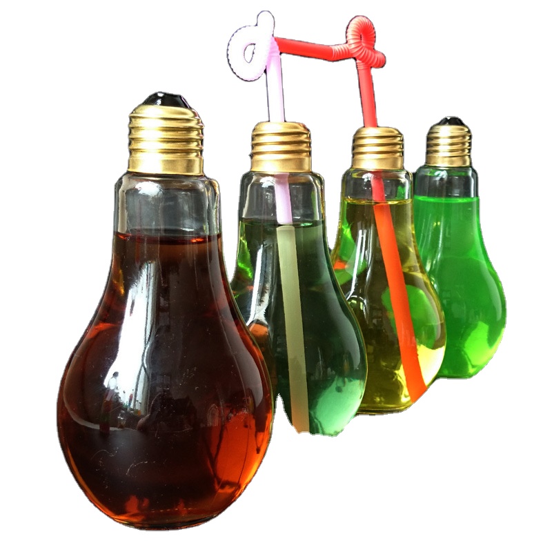 empty 250ml 500ml 825ml transparent glass light bulb soft drink bottle with lids