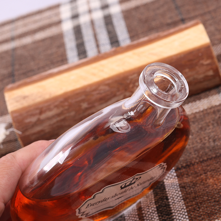 empty 250ml 500ml round clear flat glass bottle for fruit wine