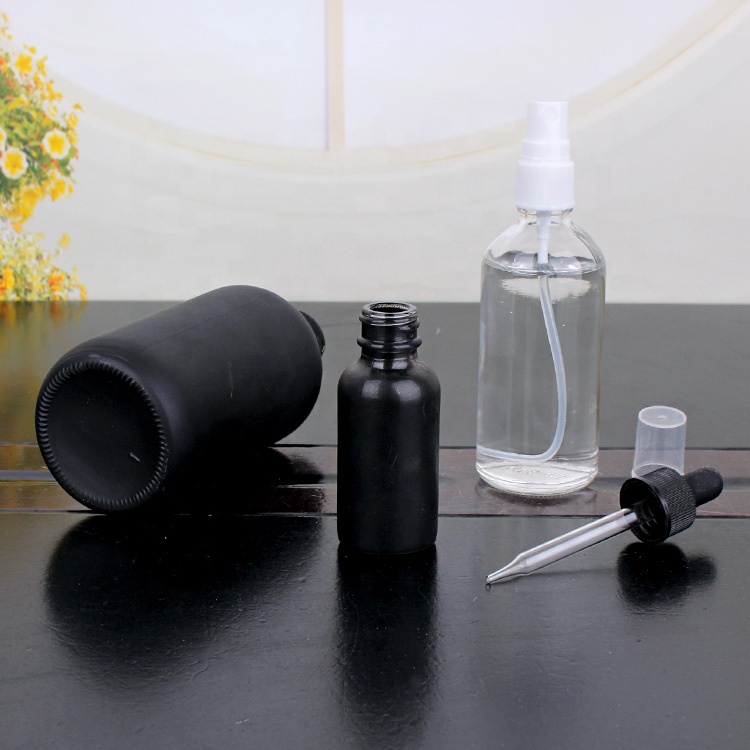 empty 250ml round matte black perfume spray glass bottle with mist fine sprayer