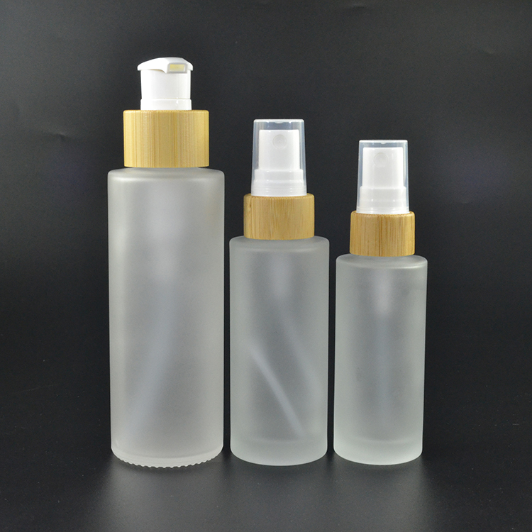 empty 30ml 50 ml 100ml 120 ml 150 ml 4 oz glass spray bottle with bamboo pump lotion cap