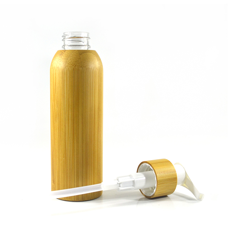 empty 30ml 50ml 100ml 120ml 150ml essence lotion bamboo bottle with pump cream cap