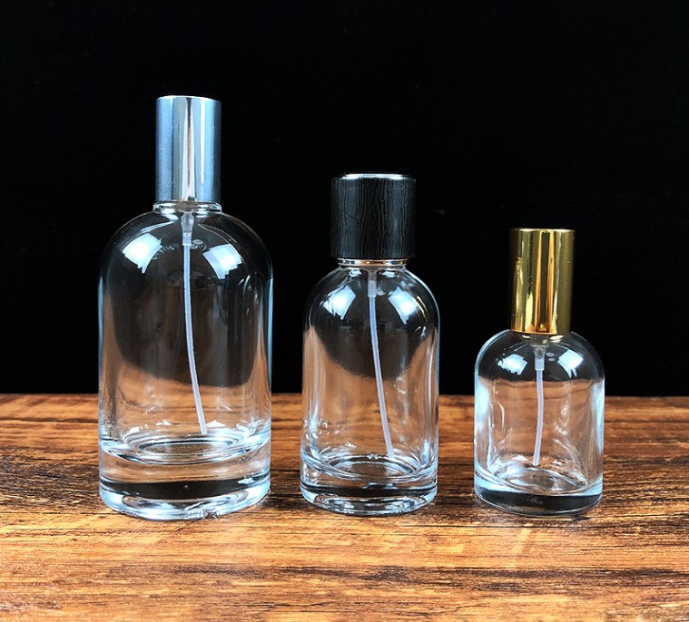 empty 30ml 50ml 100ml thick round perfume glass bottles high quality crimp parfum spray bottle
