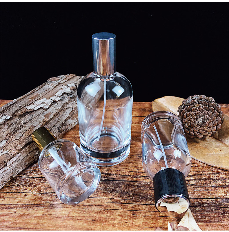 empty 30ml 50ml 100ml thick round perfume glass bottles high quality crimp parfum spray bottle