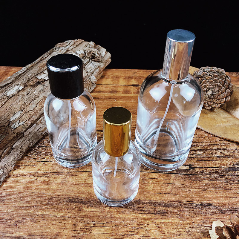 empty 30ml 50ml 100ml thick round perfume glass bottles high quality crimp parfum spray bottle