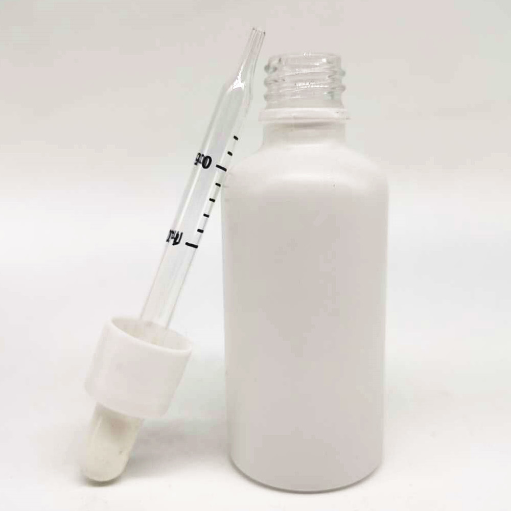 empty 30ml 50ml white Essential Oil Dropper Bottle with glossy white plastic Cap