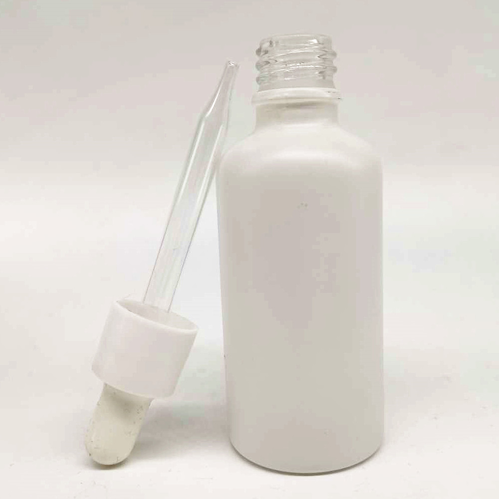empty 30ml 50ml white Essential Oil Dropper Bottle with glossy white plastic Cap