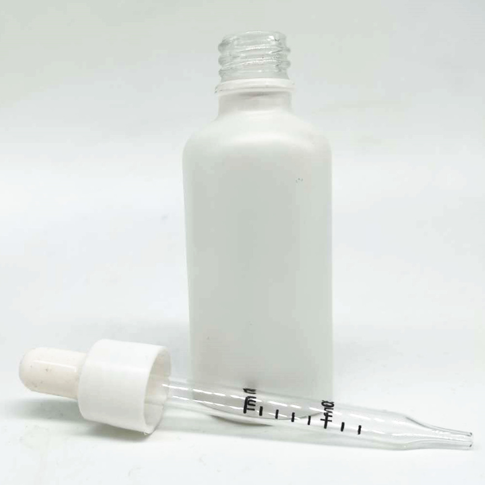 empty 30ml 50ml white Essential Oil Dropper Bottle with glossy white plastic Cap