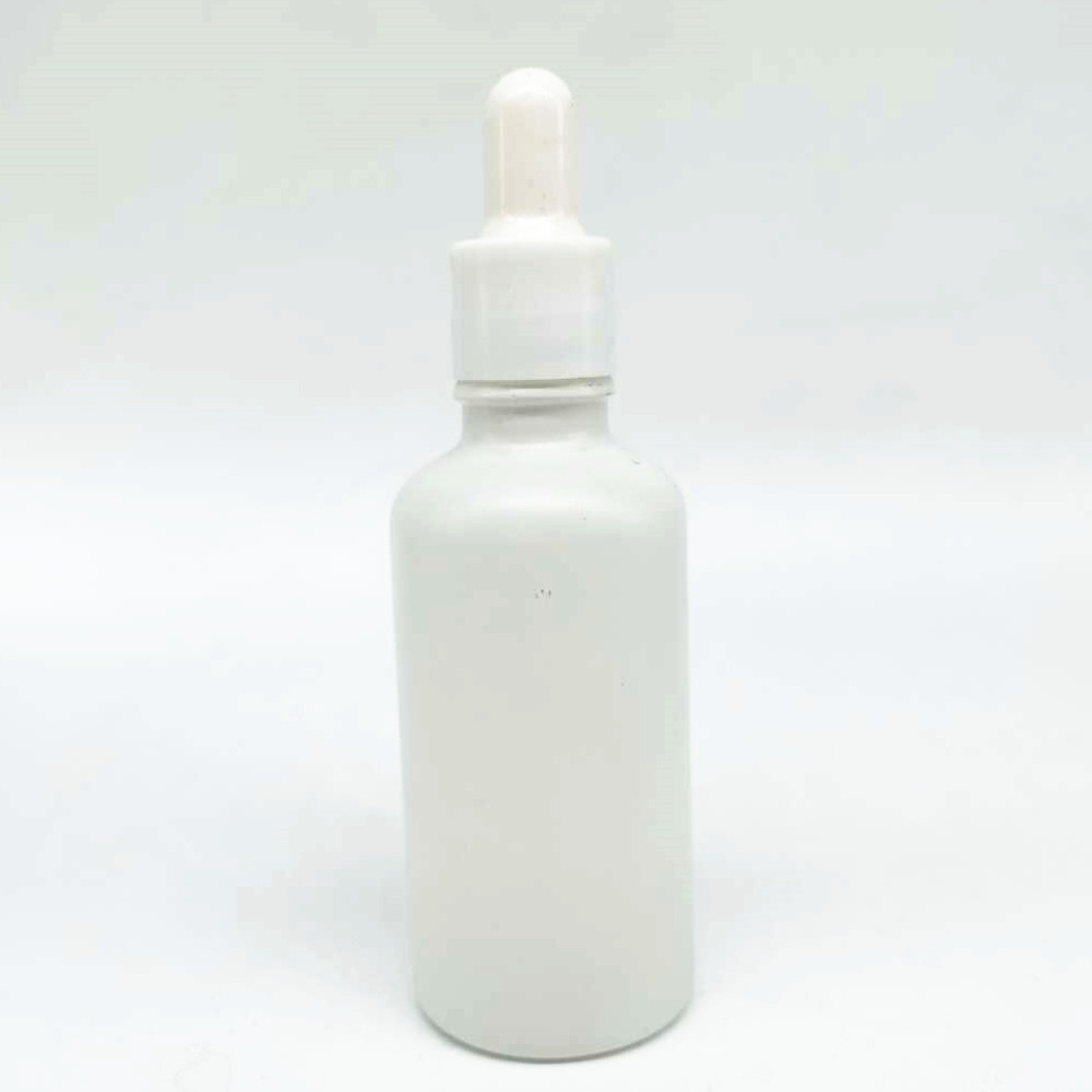 empty 30ml 50ml white Essential Oil Dropper Bottle with glossy white plastic Cap