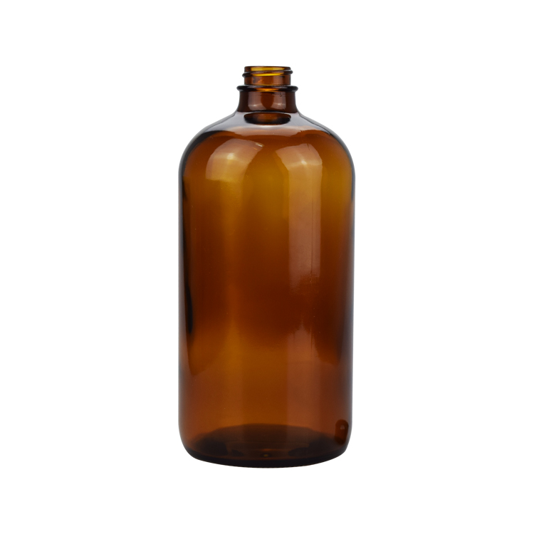 empty 32oz 1000ml large size amber boston round glass pharmaceutical bottle 1oz 2oz 4oz 8oz 16oz medicine bottle with screw cap