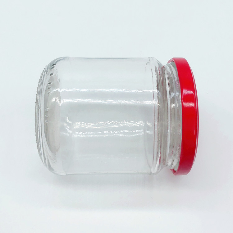 empty 350ml clear round glass container canning jars with metal lid