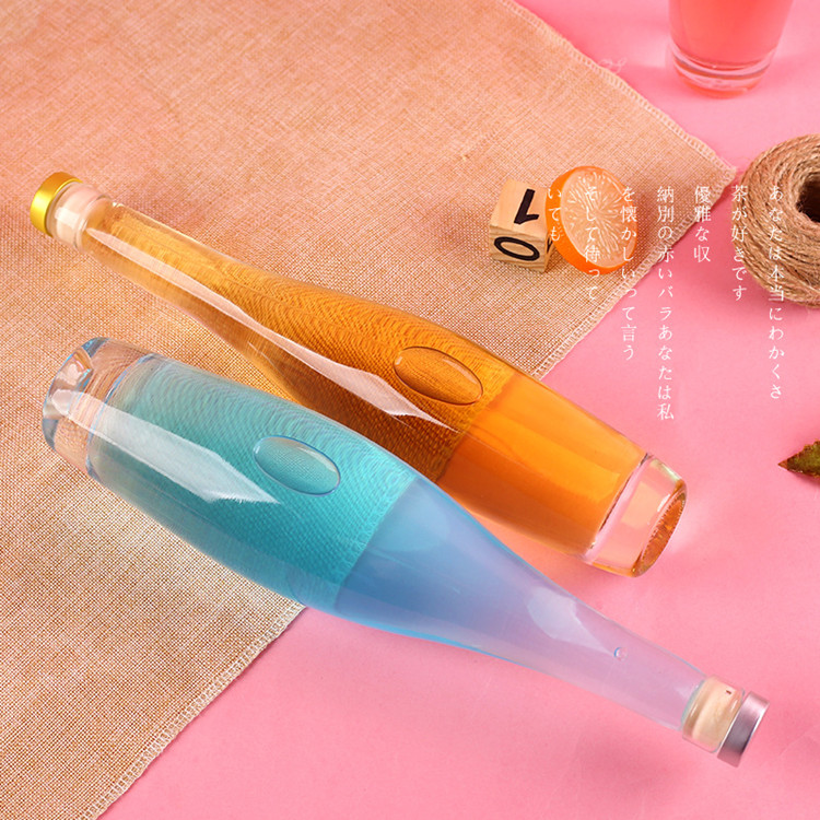empty 375ml 500ml bowling shape glass bottle for wine with polymer T cap