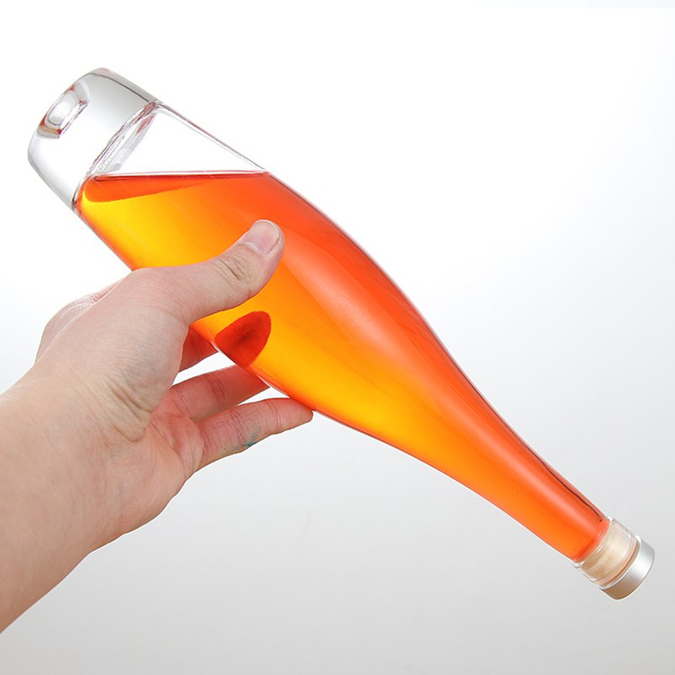 empty 375ml 500ml bowling shape glass bottle for wine with polymer T cap