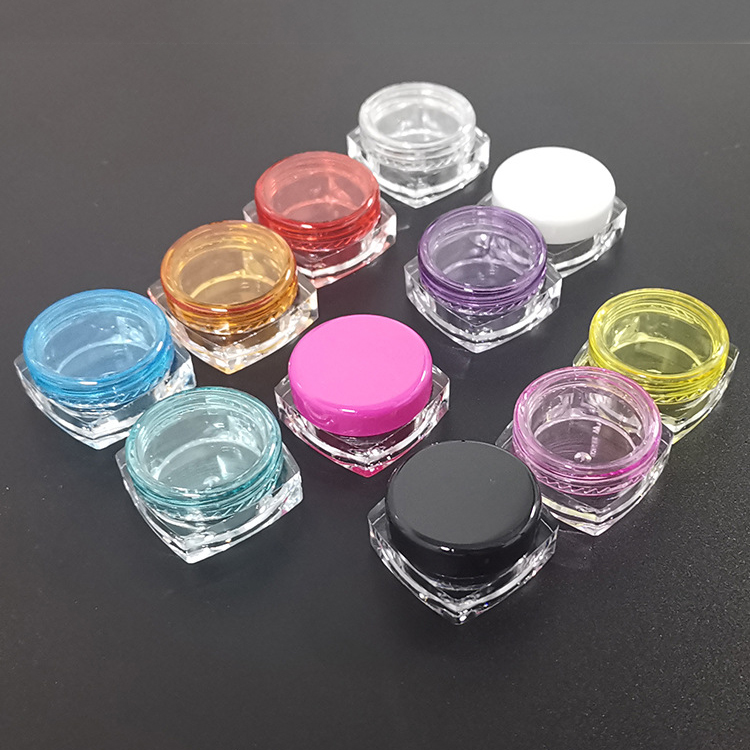 empty 3g 5g plastic PS square cosmetic sample jar for eye cream