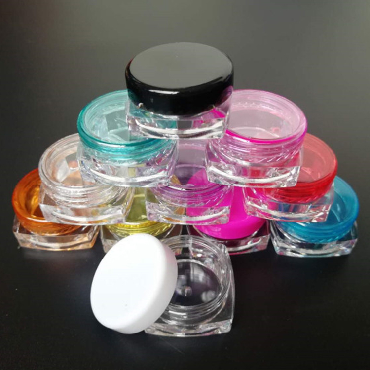 empty 3g 5g plastic PS square cosmetic sample jar for eye cream