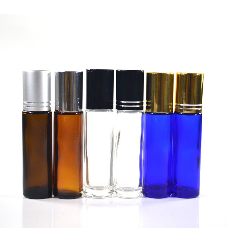 empty 4ml 6ml 8ml 10ml clear amber blue essential oil roll on glass bottle for perfume