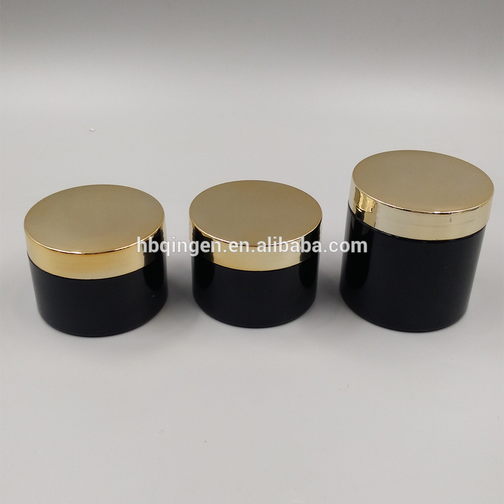 empty 4oz black wide mouth plastic cosmetic cream jars /plastic skin care cream container