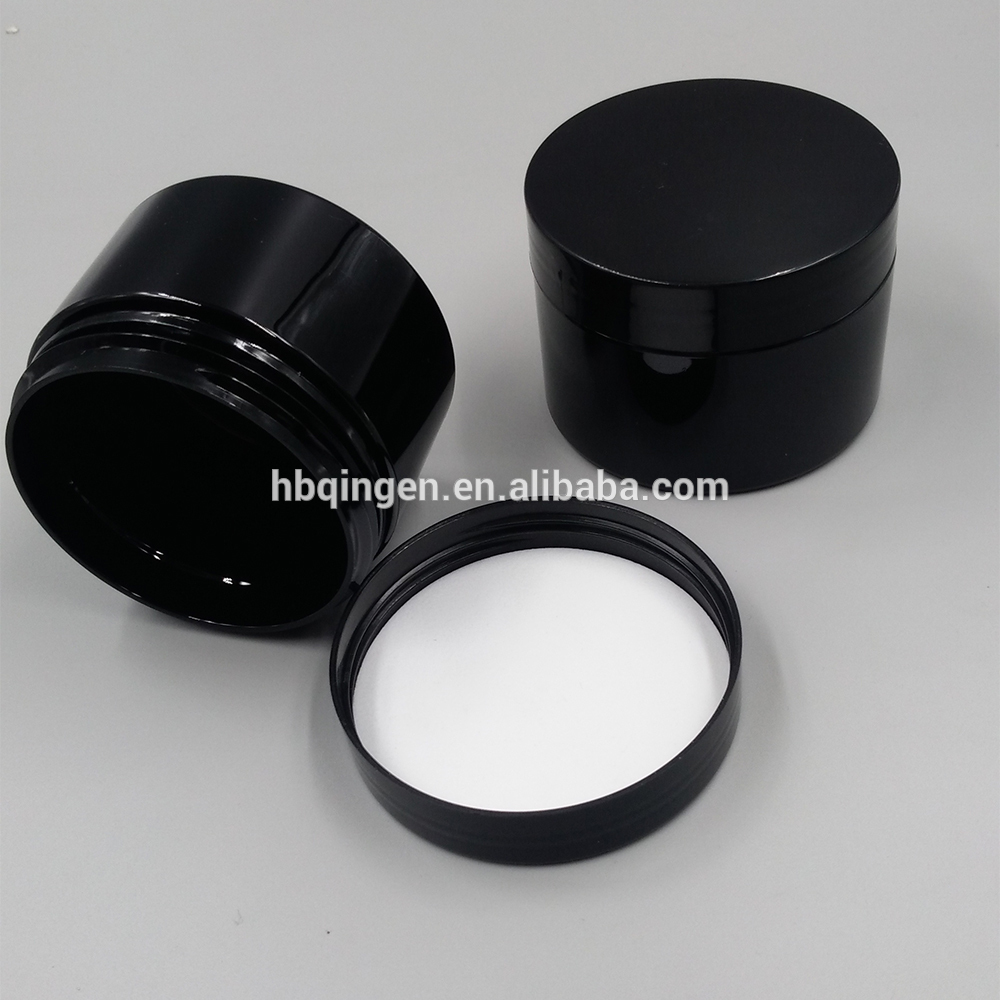 empty 4oz black wide mouth plastic cosmetic cream jars /plastic skin care cream container