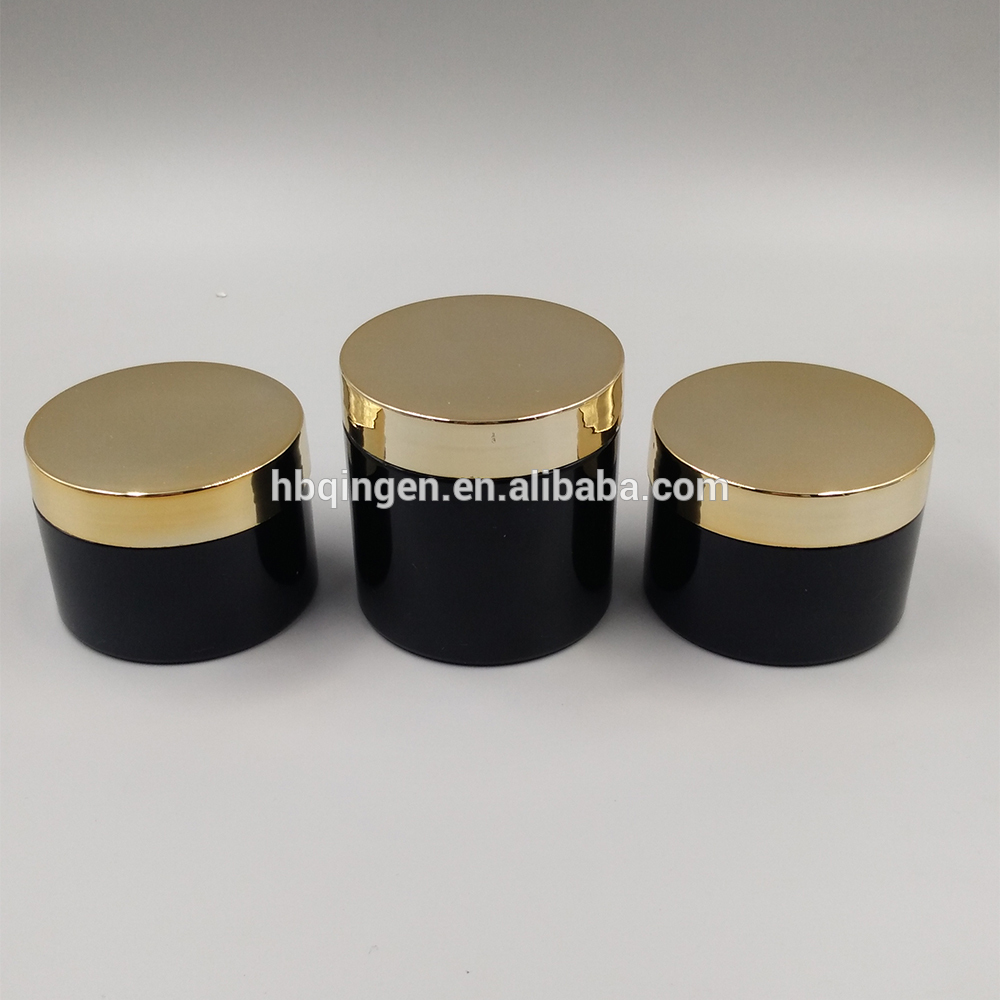 empty 4oz black wide mouth plastic cosmetic cream jars /plastic skin care cream container