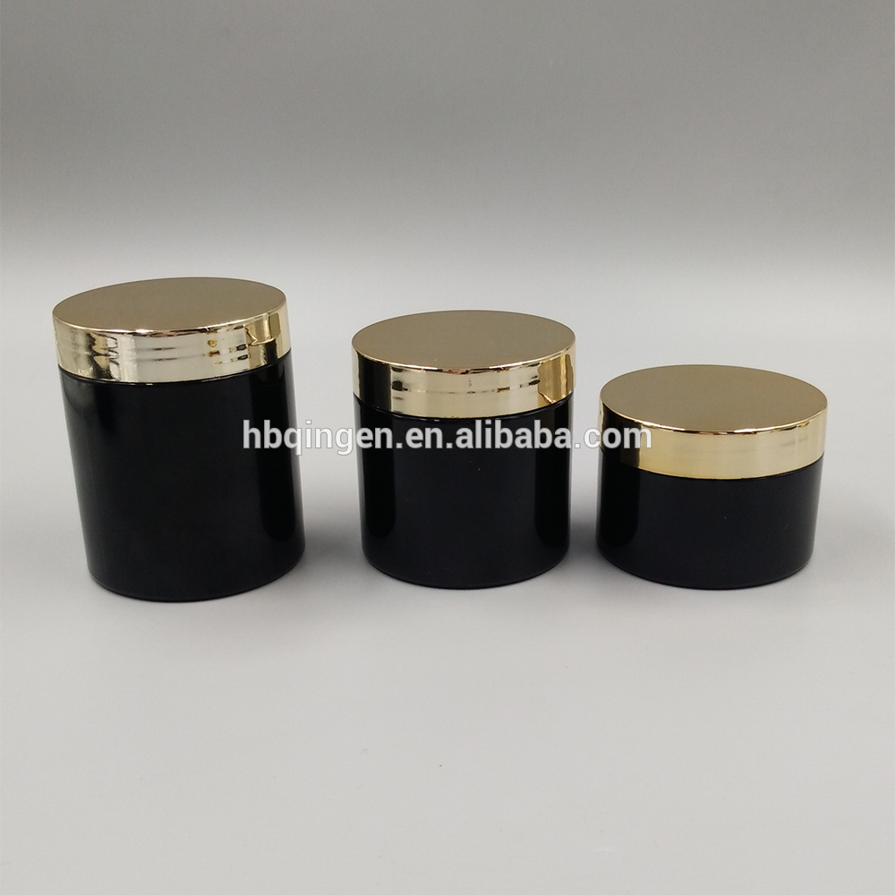 empty 4oz black wide mouth plastic cosmetic cream jars /plastic skin care cream container