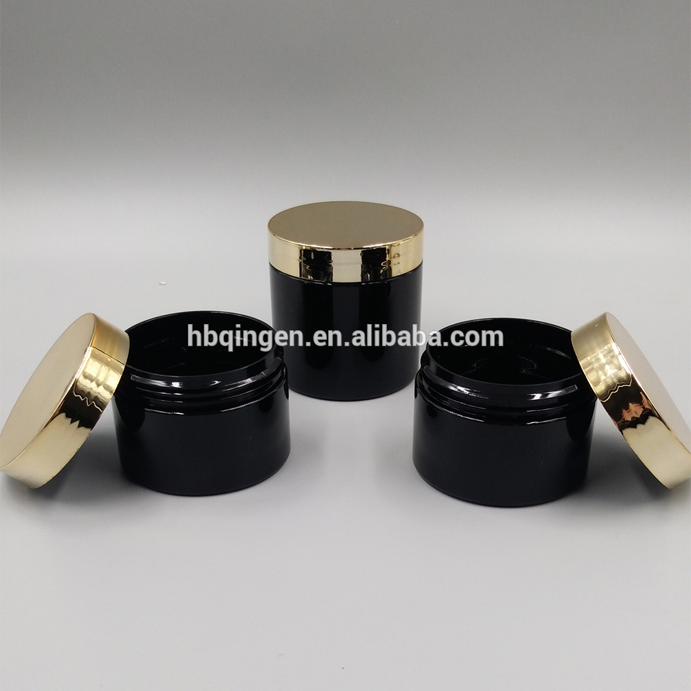 empty 4oz black wide mouth plastic cosmetic cream jars /plastic skin care cream container