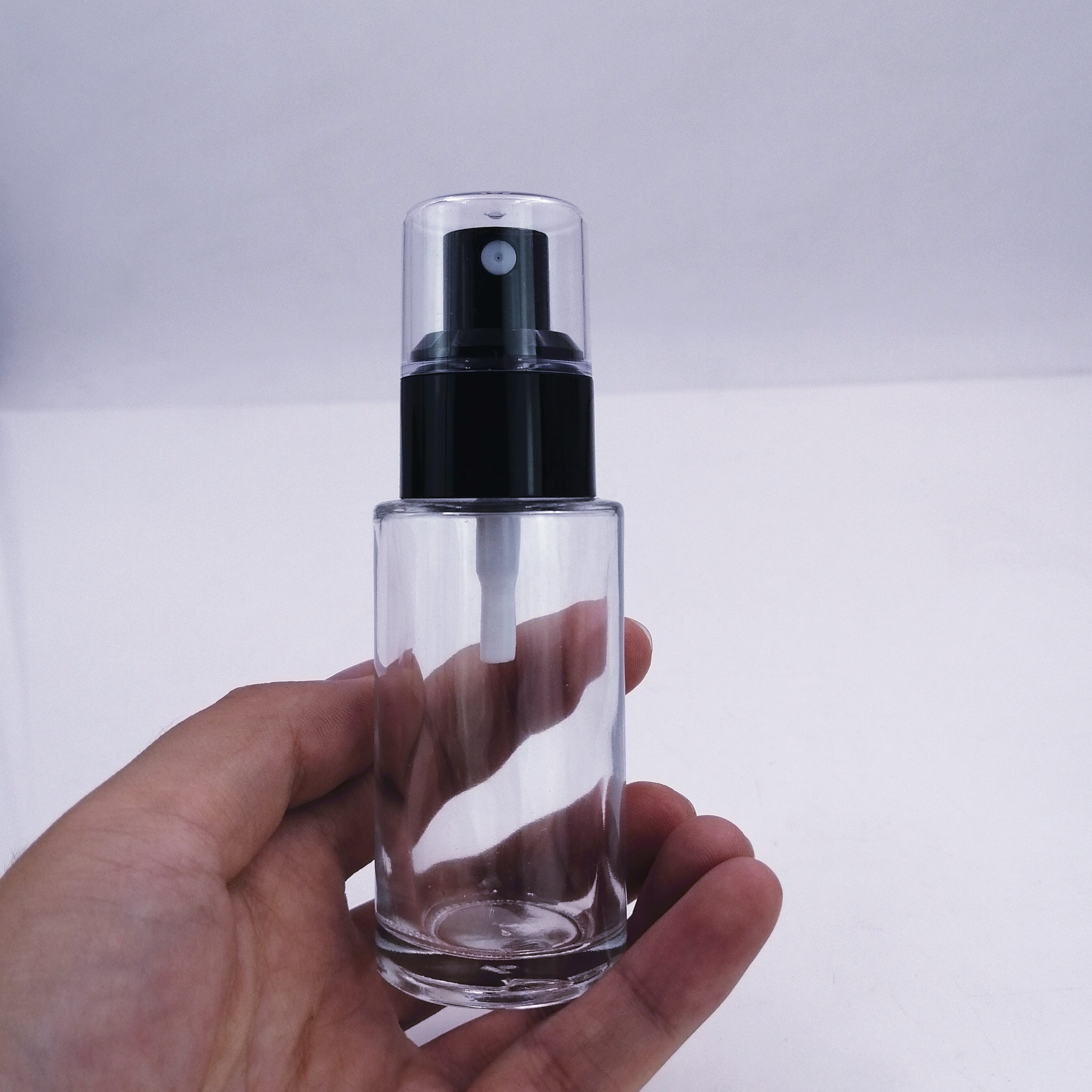 empty 4oz top lotion cosmetic flint clear frost glass bottle emulsion face cream aluminum silver gold pump spray cap moisturizer