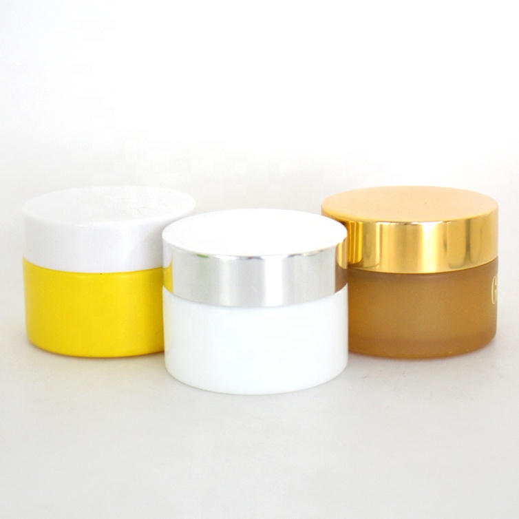 empty 50g Amber glass jar 30 g cosmetics cream packaging container with spatula