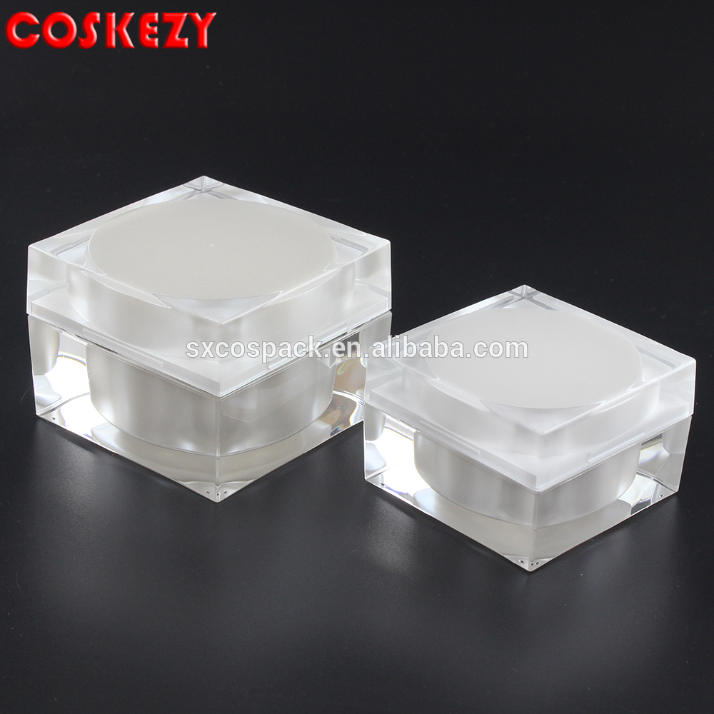 empty 50g white acrylic jar for cream with lid, plastic jar from china manufacture