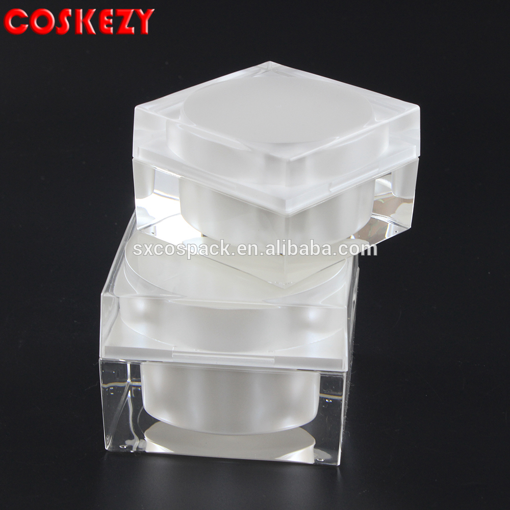 empty 50g white acrylic jar for cream with lid, plastic jar from china manufacture