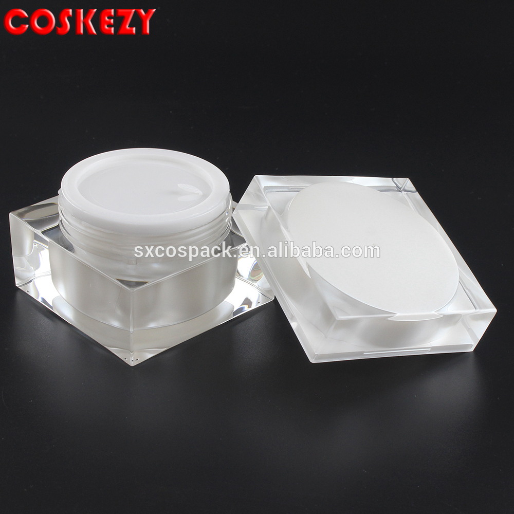 empty 50g white acrylic jar for cream with lid, plastic jar from china manufacture