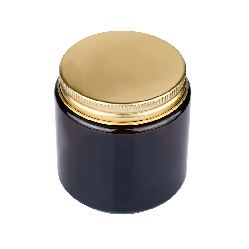 empty 50ml 100ML 250ML 500ML Clear Amber glass candle jar with black gold aluminum metal lids
