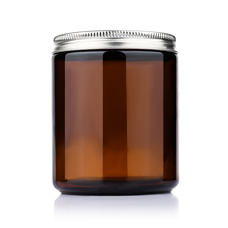empty 50ml 100ML 250ML 500ML Clear Amber glass candle jar with black gold aluminum metal lids
