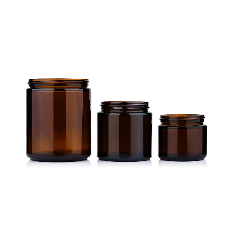 empty 50ml 100ML 250ML 500ML Clear Amber glass candle jar with black gold aluminum metal lids