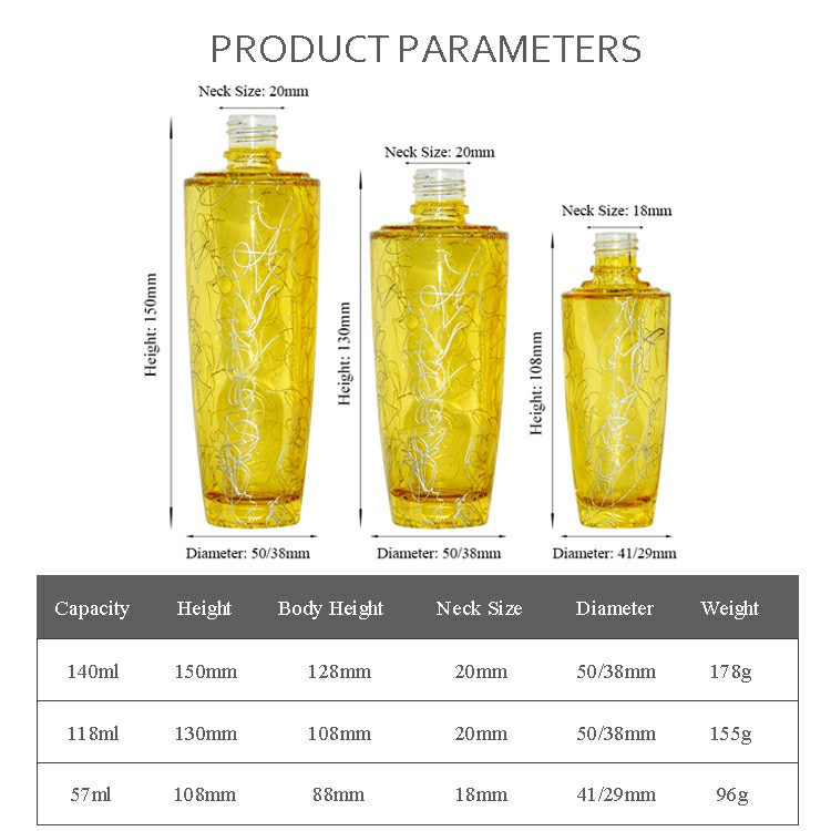 empty 50ml 100ml 120ml gold cosmetic glass bottle packaging lotion cosmetic glass container cosmetic sets