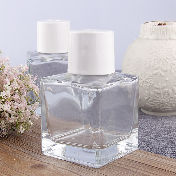 empty 50ml 100ml 150ml square shape reed diffuser glass bottle